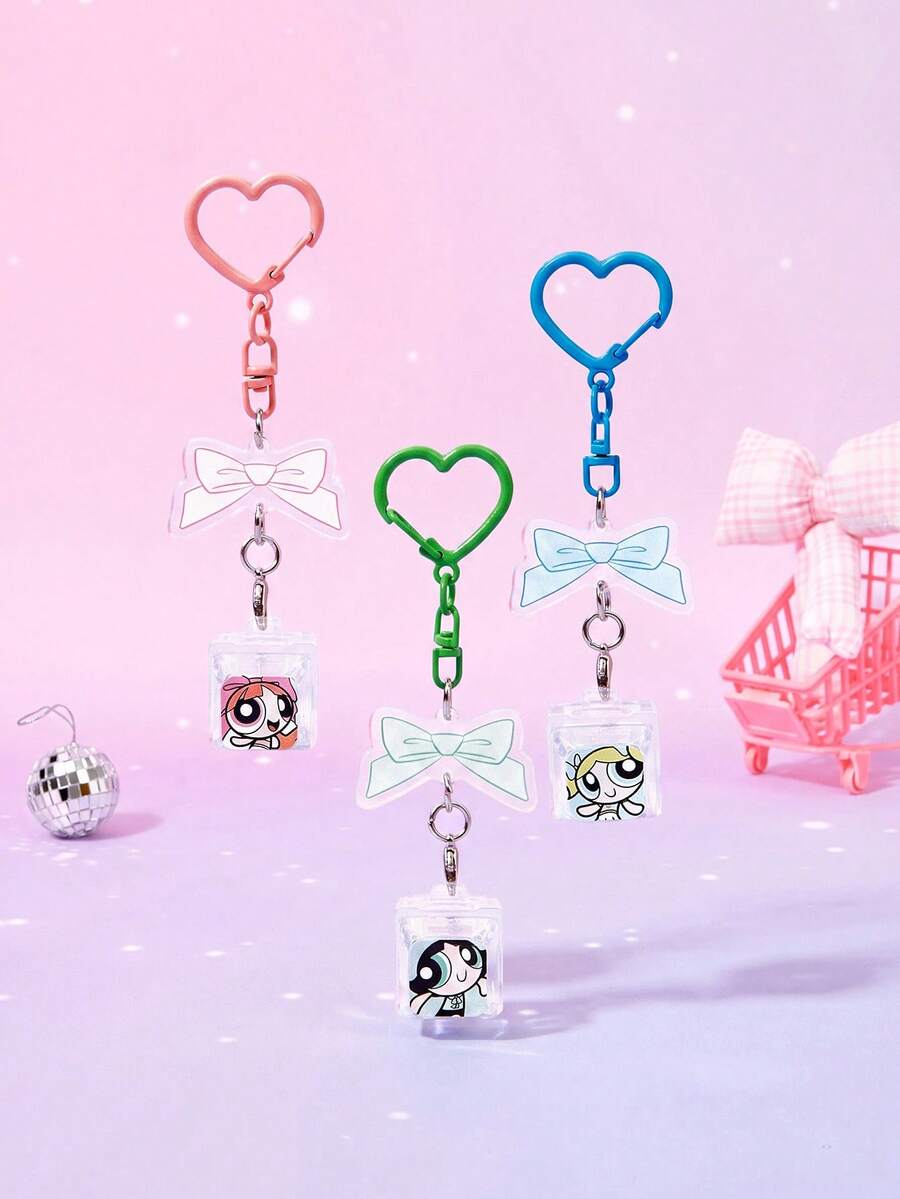 THE POWERPUFF GIRLS X Joivida 可愛卡通鋅合金吊飾,適用於鍵盤、包包、紀念品與收藏品,適合作為禮物,也適用於錢包與書包 - 彩色 - 查看 1