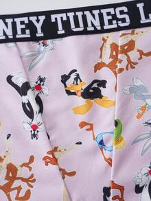 LOONEY TUNES X SHEIN 女款字母印花背心內衣套裝 - 粉色 - 查看 5