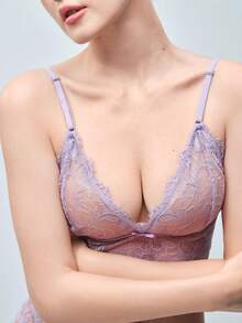 Softvol 女款蝴蝶結裝飾時尚蕾絲內衣 - 淡紫色 - 查看 9