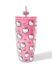 HELLO KITTY AND FRIENDS | SHEIN 24盎司/700毫升雷射冷感平底杯 - 粉色 - 查看 3