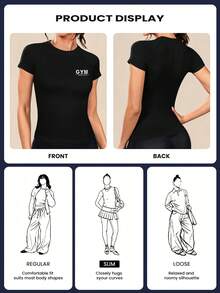 Eassivo 1pc Regular Fit Raglan Sleeve Basic Black Sports T-Shirt For Fitness/Yoga - Black - View 4