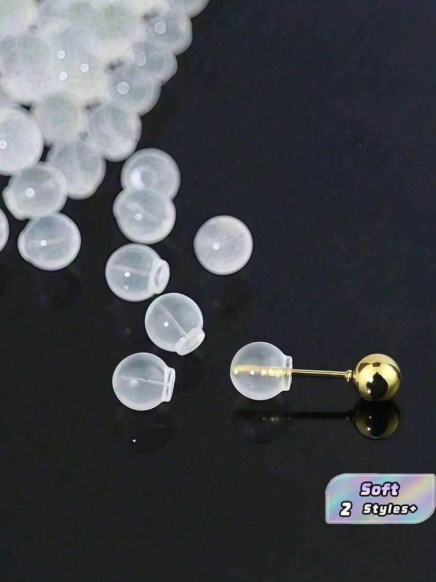 Hypoallergenic Clear Silicone Earring Stoppers – Soft Cylindrical Backs For Stud Post Earrings, Jewelry Making Supplies - multicolor - View 1