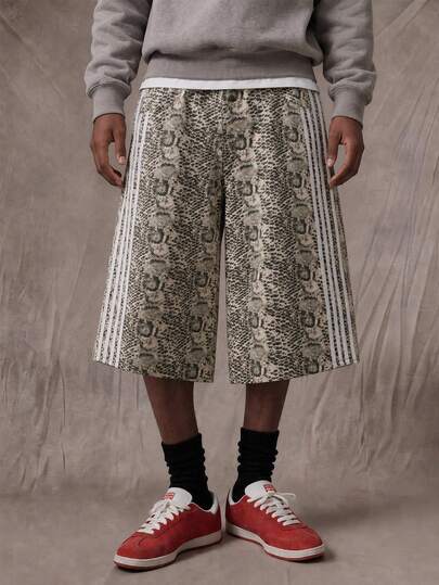 Prep Men's Colorblock All-Over Print Casual Versatile Daily Wear Denim Shorts