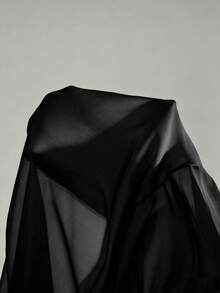 SHEIN EZwear Saia de Bolo Multicamadas Casual para Férias Estilo Festival de Música, Cor Sólida Preta, Plus Size Feminina, Adequada para Outono/Inverno - Preto - Visão 5