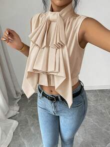 Elenzga Women's Solid Color Fashion Versatile Daily Casual Elegant Shirt Party Night Out Apricot Summer - Apricot - View 5