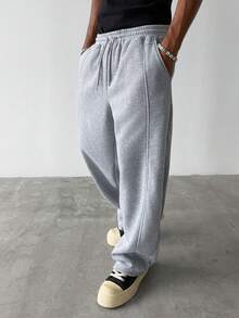 Manfinity Hypemode Men's Casual Loose Fit Versatile Patchwork Sweatpants - Light Grey - View 5