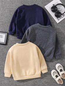 SHEIN 3件組小男孩恐龍印花圓領長袖運動衫 - 彩色 - 查看 2