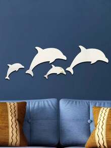 Dolphin Design Three-Dimensional Acrylic Wall Stickers With Strong Self-Adhesive. Easy To Paste On Smooth Walls, Ideal Interior Decor To Upgrade Your Home And Office Space. - one size fits all - View 2