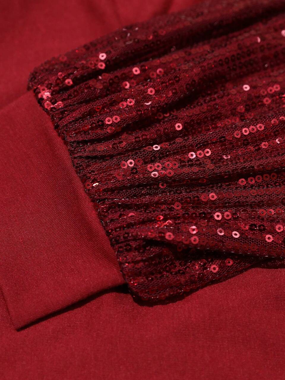 Women's Plus Size Sequin Sleeve Patchwork Elegant Blouse Fall Clothes For Women Winter Clothes For Women Fall Winter 2026 New Year Outfit Elegant