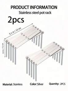 1pc Kitchen Stainless Steel Pan Shelf Side Pot Lid Rack Telescopic Folding Storage Rack Row Skeleton Grill - Silver - View 13