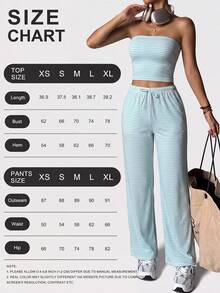 Dewbera Dewbera Women's Striped Bandeau Top & Pants Sports Set - Multicolor - View 7