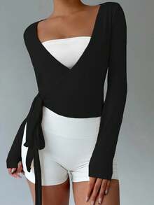 INAWLY 2PCS Plus Size Co-Ords - Black and White - View 3