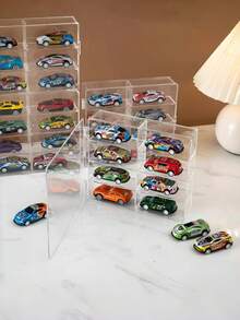 1PC Acrylic Display Storage Case Wall Mounted Transparent Showcase Rack For 164 Scale Alloy Model Cars Durable Space Saving Clear Display Holder Fits 32 Vehicles Dustproof For Living Room Study Office Decor - transparent color - View 6