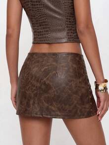 Avantive Women's Sexy Fashion Studded Mini Skirt For Dating Clubbing Night And Vacation Dark Brown Autumn - Brown - View 3