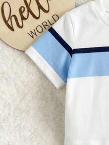 Newborn Set Striped Short Sleeve T-Shirt + Shorts 2pcs Set - Multicolor - View 6