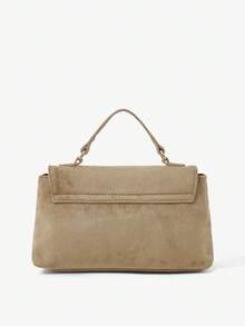 Maija Ladies Khaki Suede Hardware Buckle Decorative Suede Handbag, Fashionable And Elegant, Simple And Versatile Classic, Commuter Office Dating Daily - Khaki - View 5