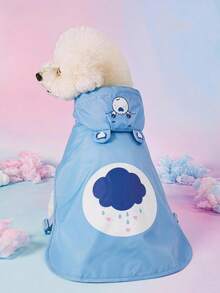 Care Bears X PETSIN Jas Hujan Hewan Peliharaan Berkerudung Lucu dengan Motif Awan - Baby Blue - View 3