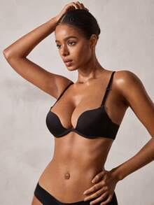 Veilyse Teenage Student Small Bust Underwire Push-Up Bra, Solid Color Minimalist Everyday Bra, Soft Thick Padded Cups, Comfortable Breathable Sexy Lingerie, Suggest Ordering One Size Up - Black - View 6