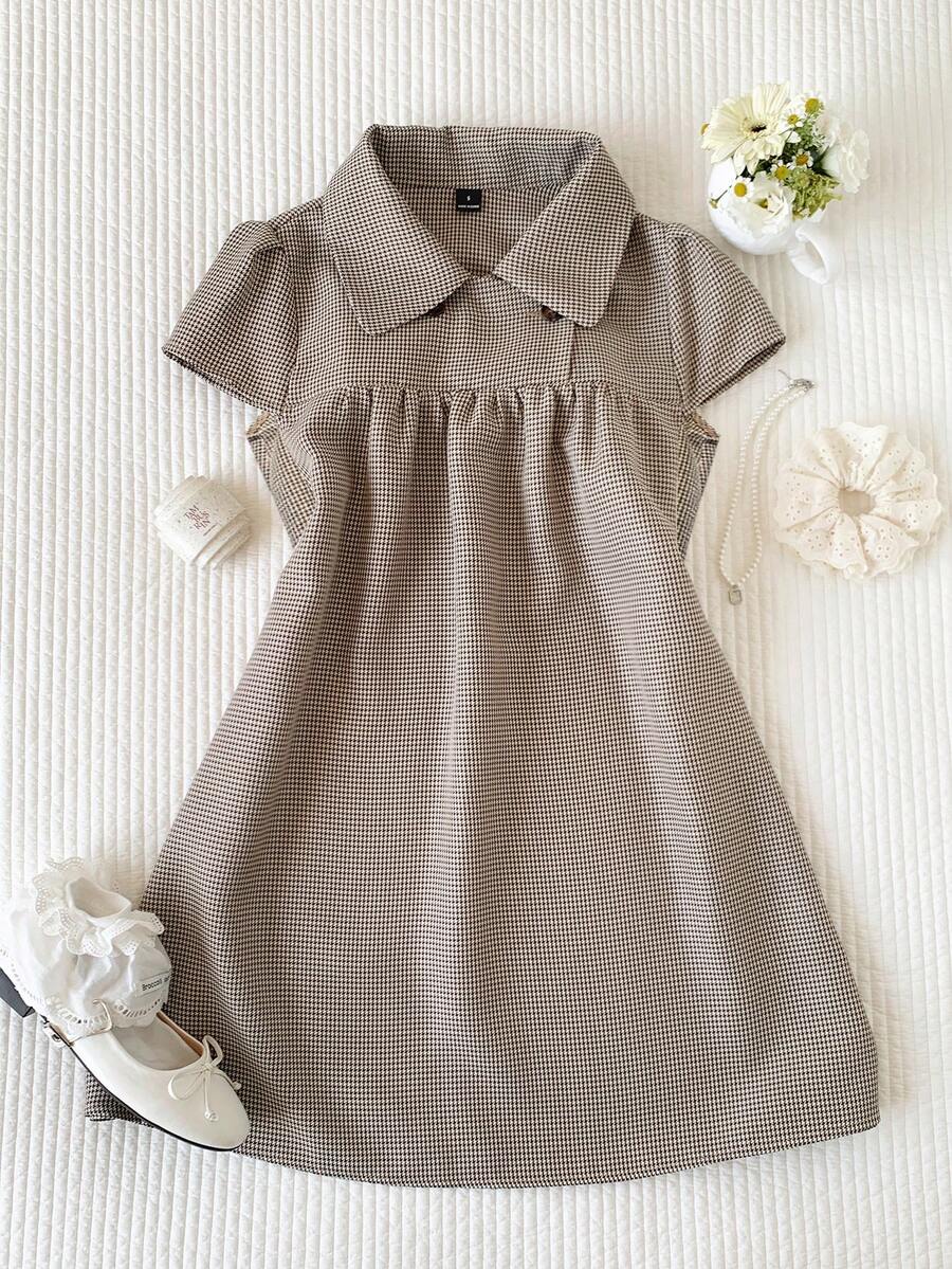 Comfortcana Women's Plaid Cap Sleeve Button Design Casual Mini Dress,Dresses For Women Summer - Mocha Brown - View 1