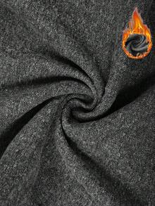 SHEIN EZwear 大尺碼女款高腰口袋磨損修身休閒牛仔褲 - 黑色 - 查看 5
