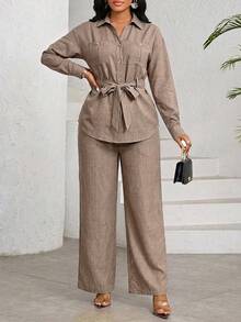 SHEIN Lady Spring, Summer, Autumn And Winter Elegant Office Party New Year Ladies Dresses - Brown - View 4