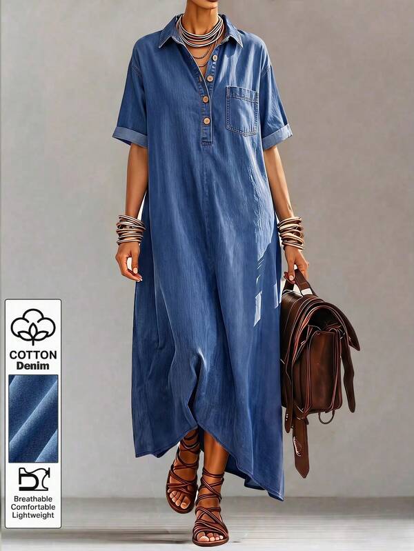 Balvessa Women's Casual Denim Dress For Vacation
