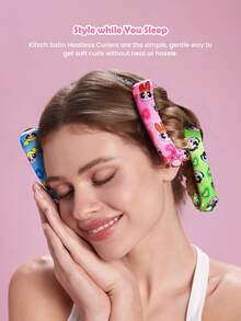 THE POWERPUFF GIRLS X SHEIN 6件組卡通印花免加熱捲髮工具套組 - 彩色 - 查看 2