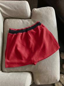 Franclia Women's Drawstring Waist Colorblock Casual Daily Skorts - Red - View 2