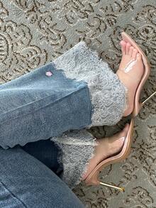 Dazy Plus Slim Fit Sexy Flare Leg Casual Long Pants Lace Trim Patchwork Denim Jeans All Season Fall - Medium Wash - View 8