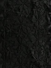 Femmeverse Plus Size Women's Fashion Elegant Jacquard Fabric Lace Patchwork Lantern Short Sleeve Solid Color Jumpsuit - Black - View 5