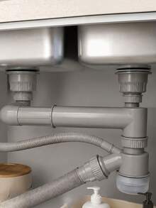 1PC PVCUniversal Double Kitchen Sink Drain Pipe Kit, T-Type Flexible Expandable Drainage Hose With Anti-Odor Trap, Leak-Proof Sink Drainage Pipe For Dual Bowl Kitchen Sink Easy Installation - multicolor - View 2