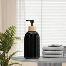 Black Soap Dispenser Bottles, Letter Graphic Empty Pump Bottles For Shampoo, Body Wash, Conditioner, Bathroom Storage Home Decor - Black - View 2