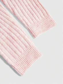 ROMWE Kawaii Y2K Autumn/Winter Versatile White Girl Aesthetic Sweet Style Scarf 2 In 1 Pullover Sweater For Women - Pink - View 3