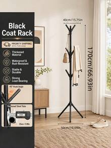 Freestanding Tree Coat Rack With 9 Hooks, Space Saving Clothes Hanging Stand, Stable Organizer For Coats, Handbags And Scarves, Home Storage Rack For Entryway, Bedroom & Small Apartments - multicolor - View 3