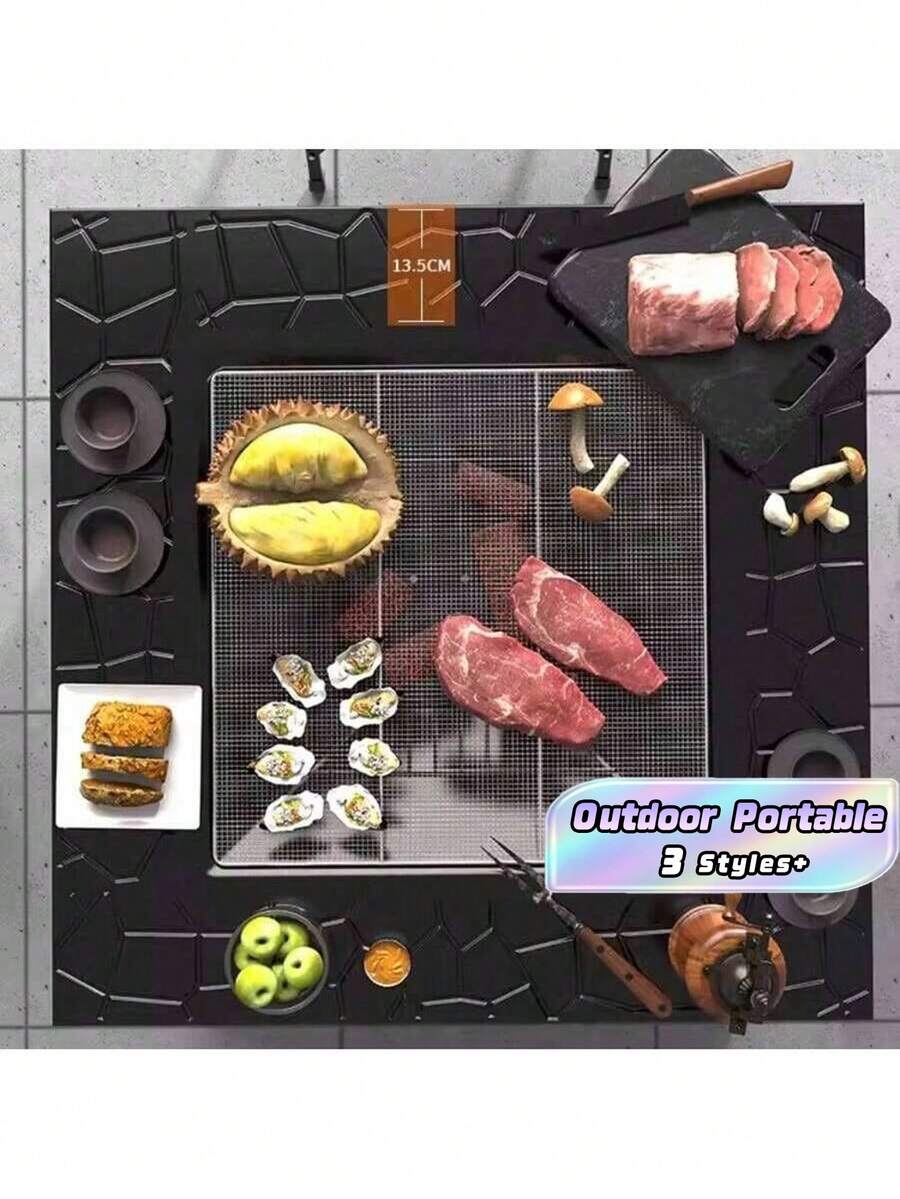 Premium Large Square Bbq Grill & Fire Pit - 2-In-1 Outdoor Heating And Grilling For Christmas Gatherings, Garden Parties, Campfire Tea Making With Foldable Design - Luxury Patio Warming Table - Outdoor Square BBQ Grill - View 1