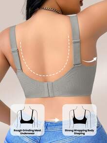 DesireSculpt Plus Size Seamless Wireless Bra, Lift - Grey - View 3
