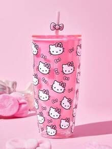 HELLO KITTY AND FRIENDS | SHEIN 24盎司/700毫升雷射冷感平底杯 - 粉色 - 查看 1