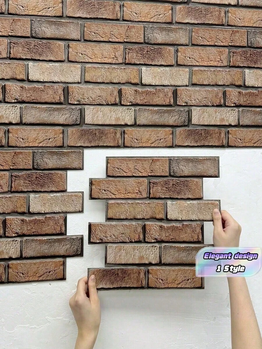 20-Piece 3d Bricks Self-Adhesive Splash Guard Panel, Waterproof Wallboard, Kitchen Wall Decor, Farmhouse Style, Suitable For Bathrooms, Living Rooms, Bedrooms, Vintage Home Wall Decoration - multicolor - View 1
