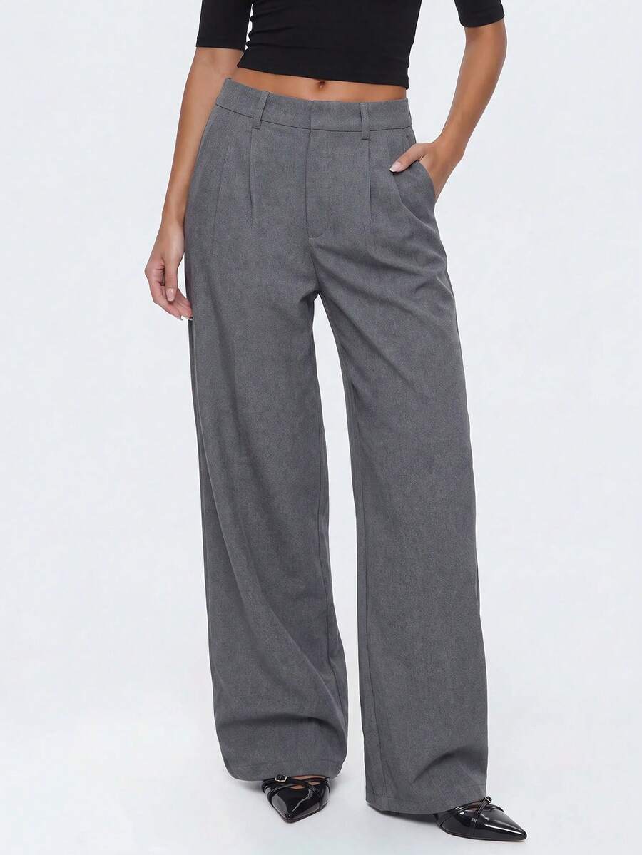 Avantive Women's Fashion Versatile Commuter Office Work Straight Leg Pants Gray Autumn Casual