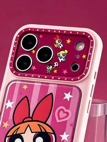 THE POWERPUFF GIRLS X SHEIN 時尚高端印花圖案手機保護殼設計，適用於 iPhone，可愛時尚且精緻 - 彩色 - 查看 3