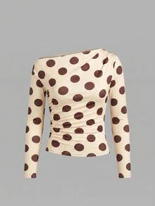 SHEIN Clasi 3 piezas Camisetas de manga larga para mujer Oficina Beige Marrón Otoño Elegante - Multicolor - Ver 6