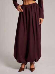 SHEIN BAE بليزر نسائي بلون موحد كاجوال متعدد الاستخدامات للارتداء اليومي، بنطال فانوس، ملابس ضيفة الزفاف، مناسبات رسمية، كوكتيل - الأرجواني - مشاهدة 6