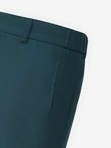Manfinity Mode Men's Casual Minimalist Button Pocket Pants For Commuting And Office - Dark Green - View 4