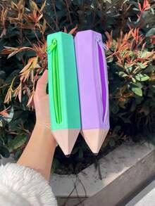 1 PC Multifunctional Durable Zipper Closure Pencil Shaped Pencil Case Pen Holder Organizer For School Office Home Travel Gift Back To School Students Teachers Essential Supplies - multicolor - View 4