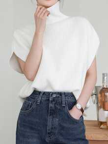 Dazy-Less Women's Round Neck Short Sleeve White Solid Color Hollow Knit Fitted Cropped Top - White - View 9