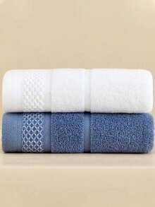 2 Pieces Premium Towel Set, Woven Plaid Pattern, Modern Style, Super Absorbent And Soft, Suitable For Bathroom Use, Space Theme, Machine Washable - 13.38*29.52 Inches - Multicolor - View 13