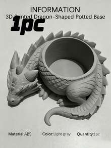 1PC 3D Printed Dragon-Shaped Potted Base, Lying Dragon-Shaped Flowerpot, Succulent Planting Container, Office Storage - A - View 11