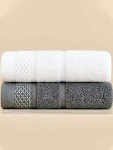 2 Pieces Premium Towel Set, Woven Plaid Pattern, Modern Style, Super Absorbent And Soft, Suitable For Bathroom Use, Space Theme, Machine Washable - 13.38*29.52 Inches - Multicolor - View 11