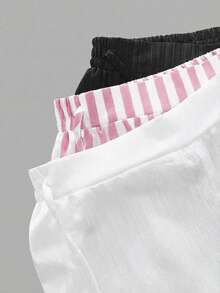SHEIN Tall CURVE 大尺碼女款抽繩腰休閒百搭日常穿著長褲 3 件套 - 彩色 - 查看 5