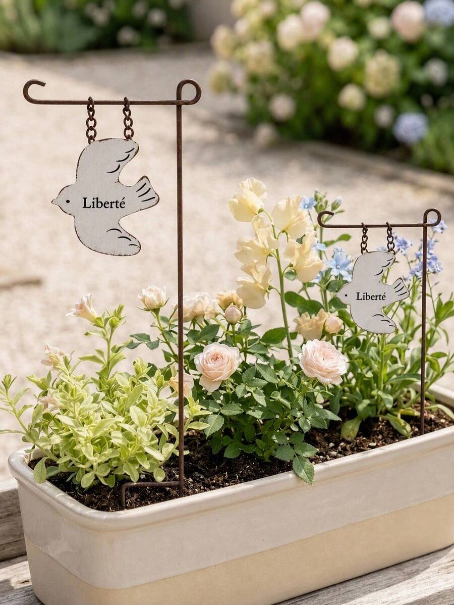 Haus Hana Courtyard Pigeon Flower Decoration, Japanese Style Iron Flower Garden Balcony Ornaments, Grocery Decoration Succulent Pot Flowerpot Metal Decoration Inserts, Multi Style Courtyard Decoration Inserts For Lighthouses, Outdoor Courtyard Label Stakes. - multicolor - View 1